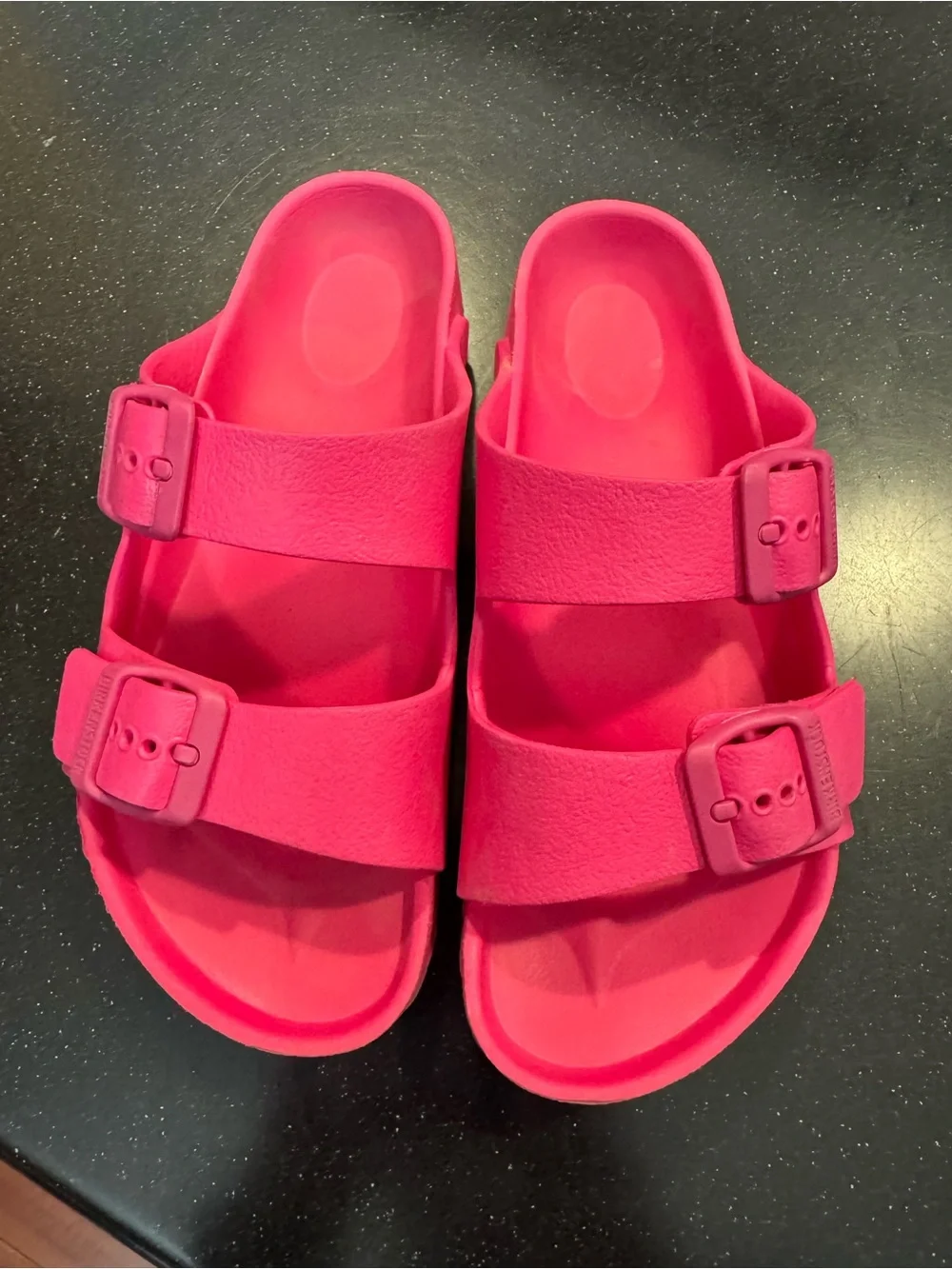 Birkenstock Kids Double Buckle Slide Sandals in Hot Pink 34